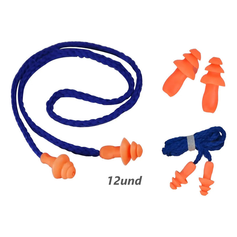Tapa Oido Protector Oido En Caja Workseg Con Cordon X 12und Naranja Y Azul