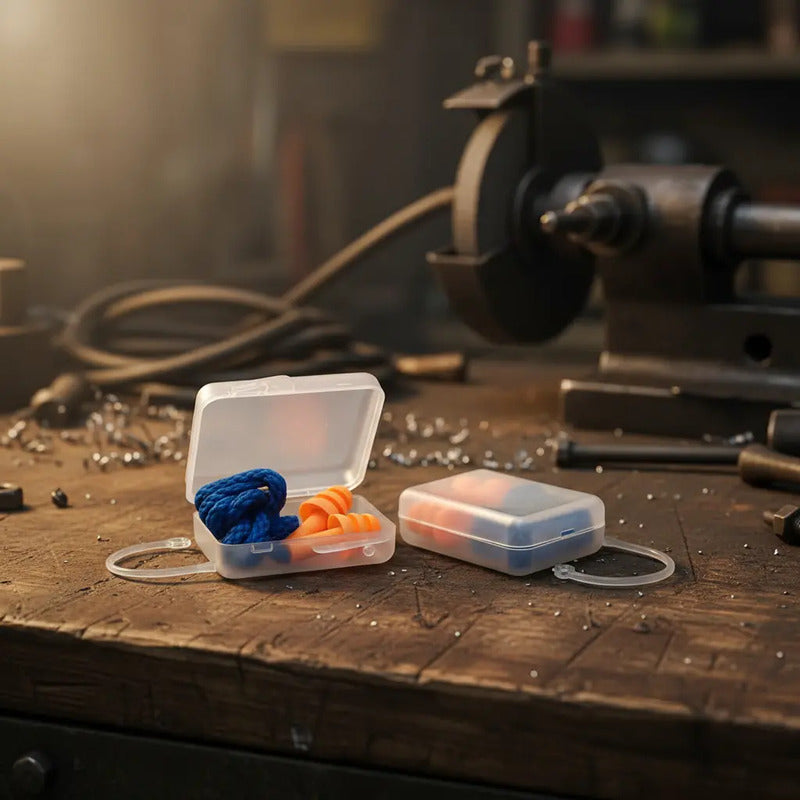 Tapa Oido Protector Oido En Caja Workseg Con Cordon X 12und Naranja Y Azul