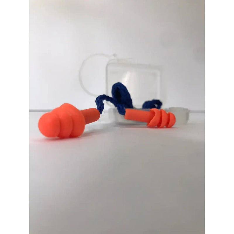Tapa Oido Protector Oido En Caja Workseg Con Cordon X 12und Naranja Y Azul