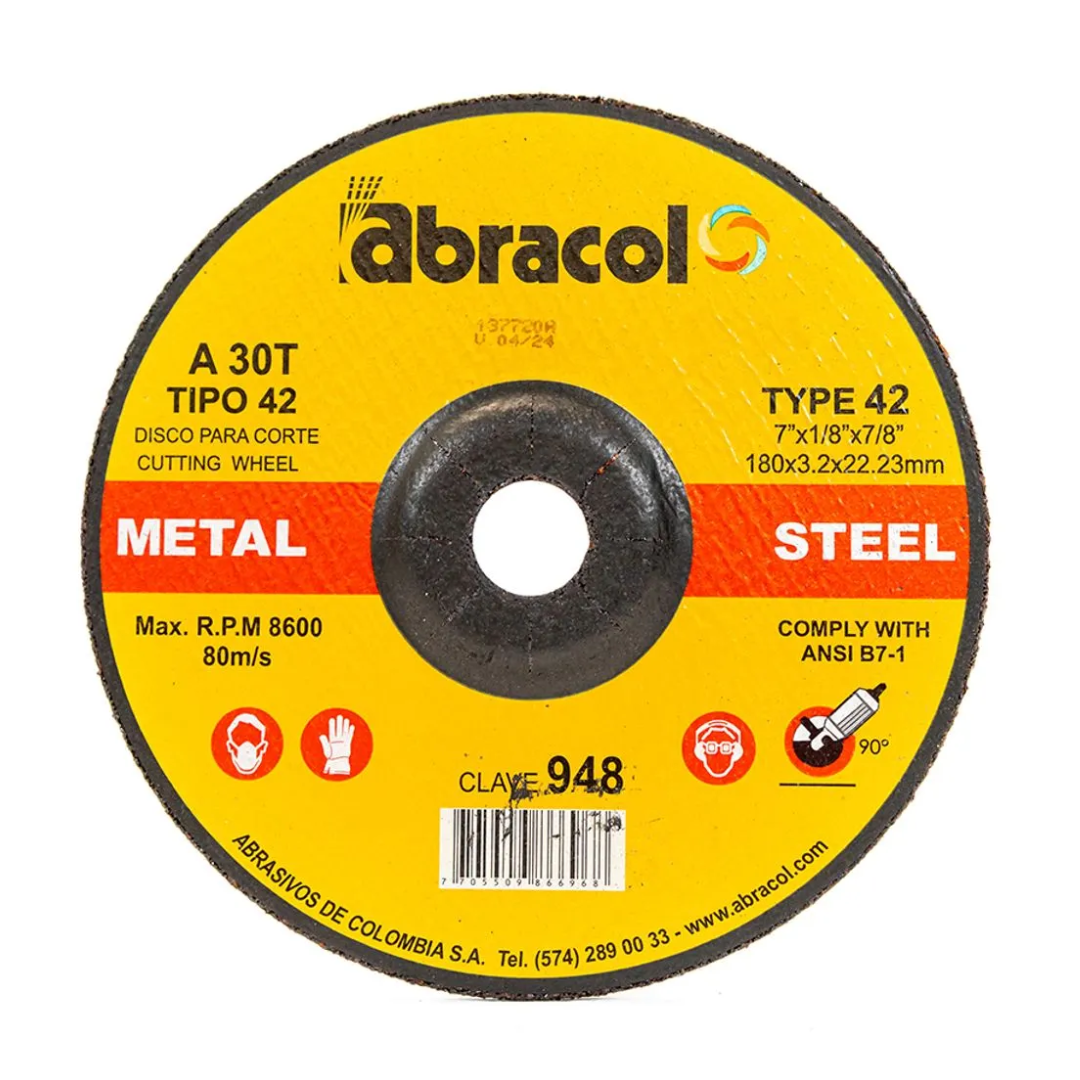 Disco De Corte Metal Abracol 7" x 1/8"